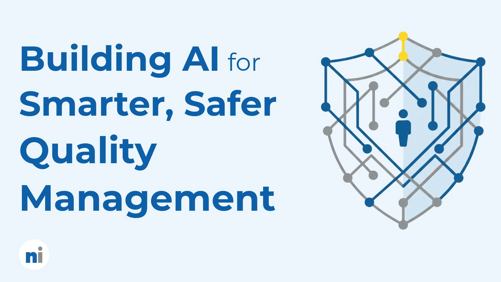 Illustration of a network-connected shield representing Net-Inspect's secure, governed approach to AI in quality management.