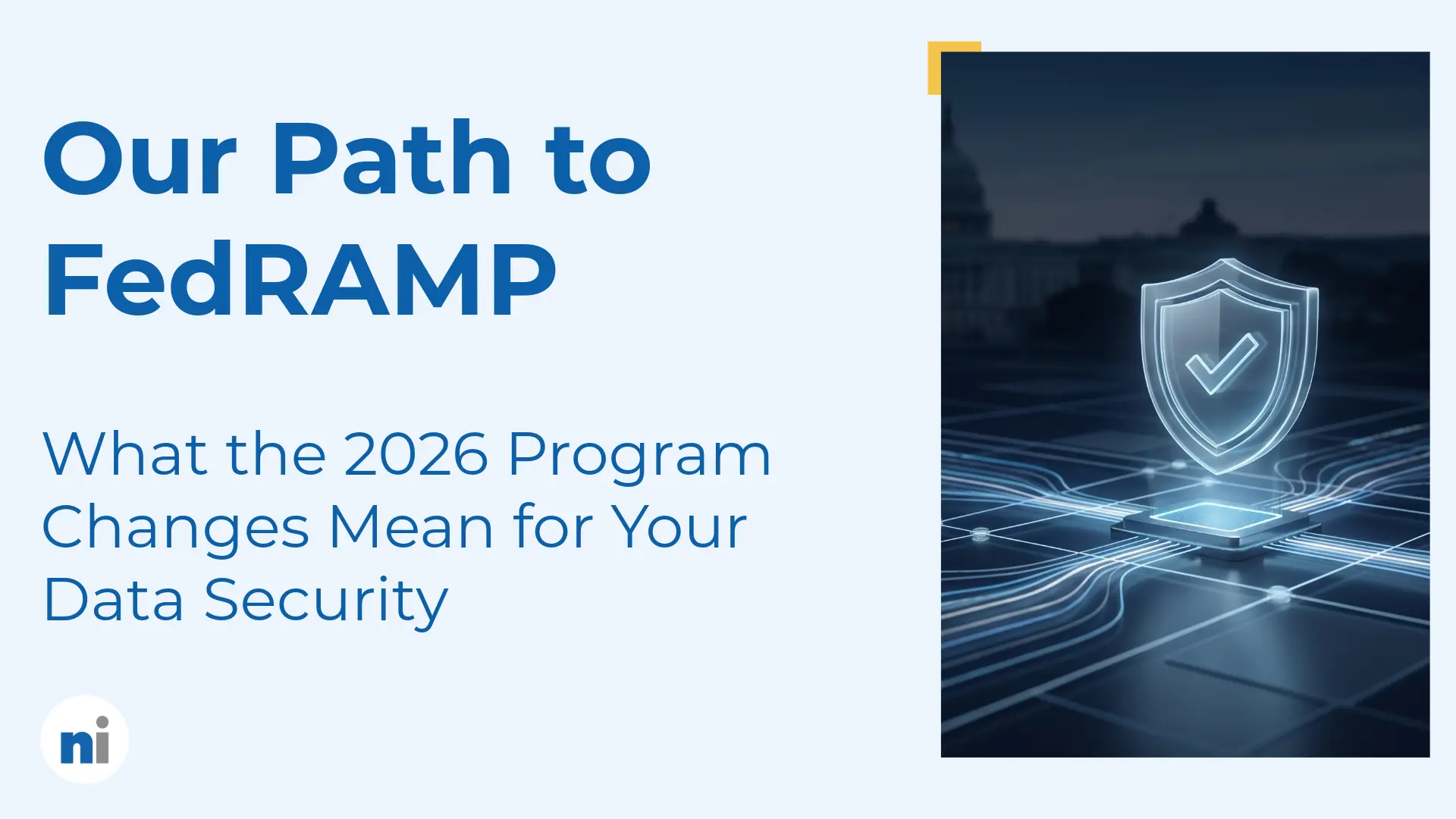 FedRAMP security shield on circuit board representing cloud compliance for aerospace and defense manufacturers using Net-Inspect QMS