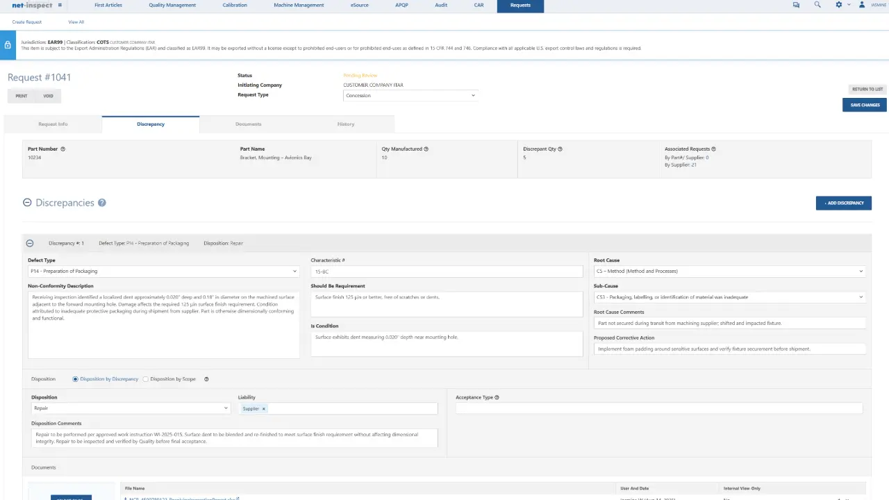 Supplier Deviation Request Management Module