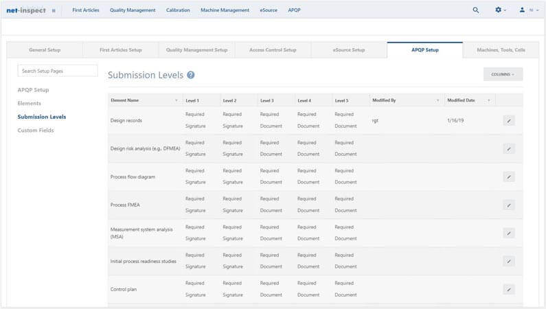 APQP Advanced Product Quality Planning Solution Module Configuration