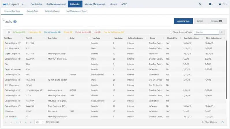 Tools and Gages Calibration Management Software Module